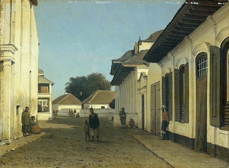 Jan Weissenbruch Een straatje in het oude gedeelte van Batavia China oil painting art